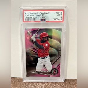 2021 Bowman Platinum Parallel Pink D'Shawn Knowles 014/199 Los Angeles Angels